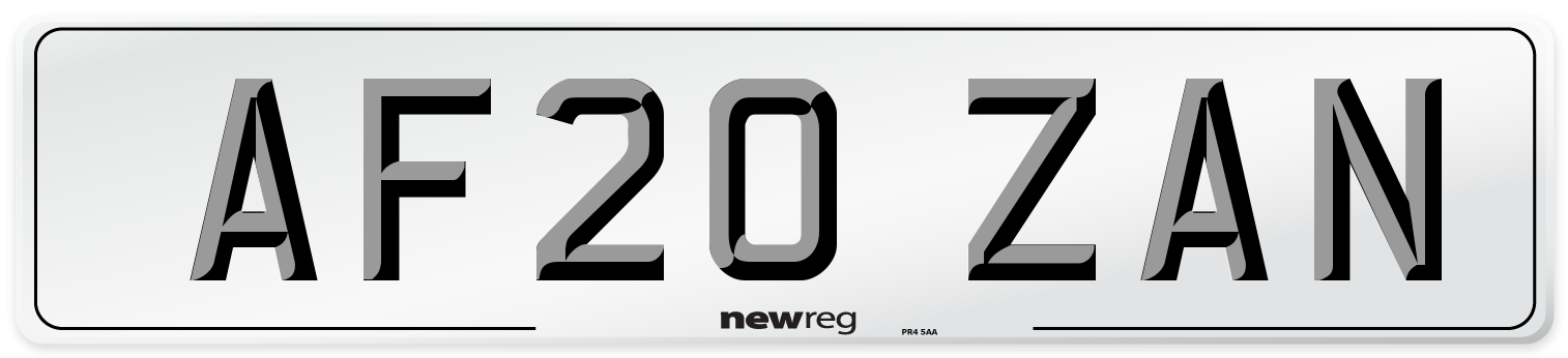 AF20 ZAN Number Plate from New Reg